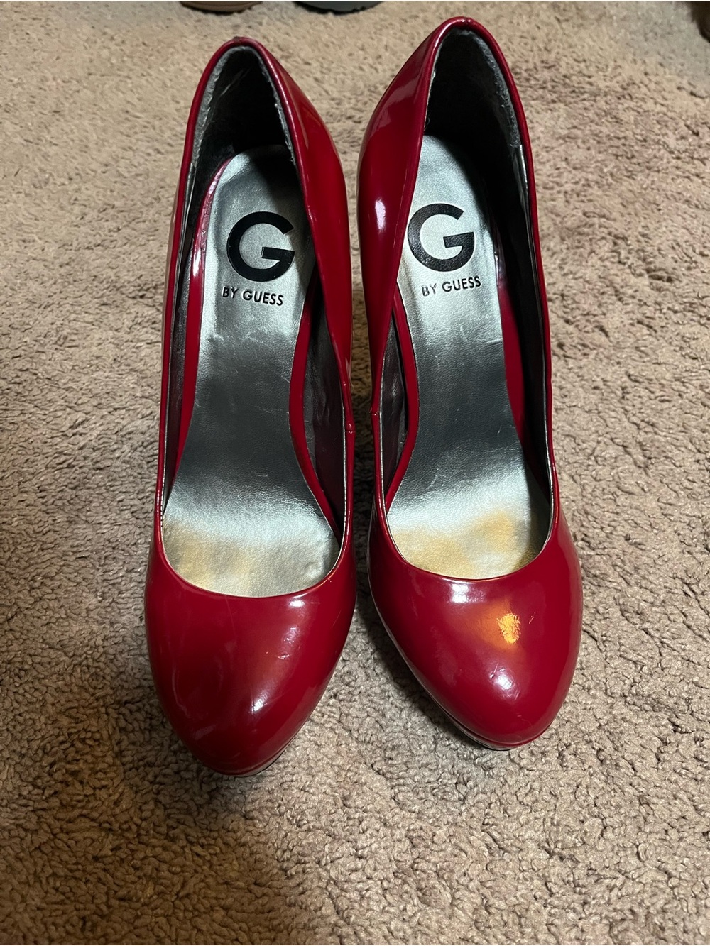 G by Guess Glossy Red Pointed Toe Stiletto Pumps